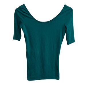 Decree Teal Scoop Neck Half Sleeve Womens Top Sz Small